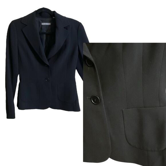ANN TAYLOR BLAZER Women's Size 2 Black 2-Button Patch Pockets Stretch Career - Picture 5 of 11